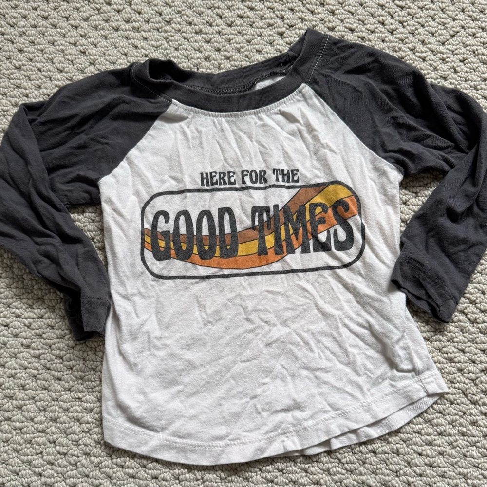 Black and White Long Sleeve Tee with Retro Graphic